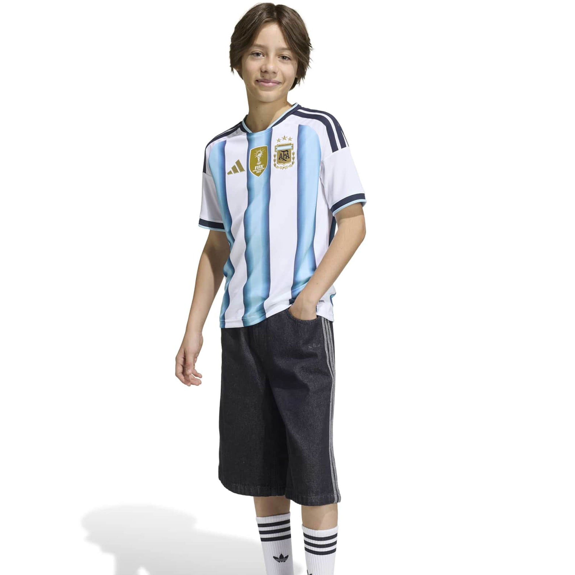 adidas Argentina Youth Home Stadium Soccer Jersey World Cup 2026