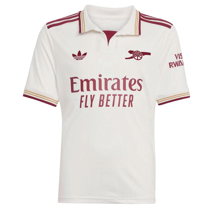 adidas Kids Arsenal 2025/26 Third Jersey Cloud White/Burgundy Front