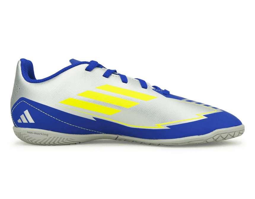 adidas Kids F50 Club Messi IN Silver/Volt/Blue Side
