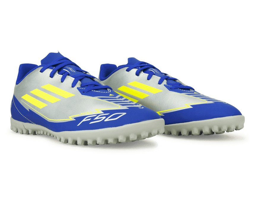 adidas Kids F50 Club Messi TF Silver/Volt/Blue Together