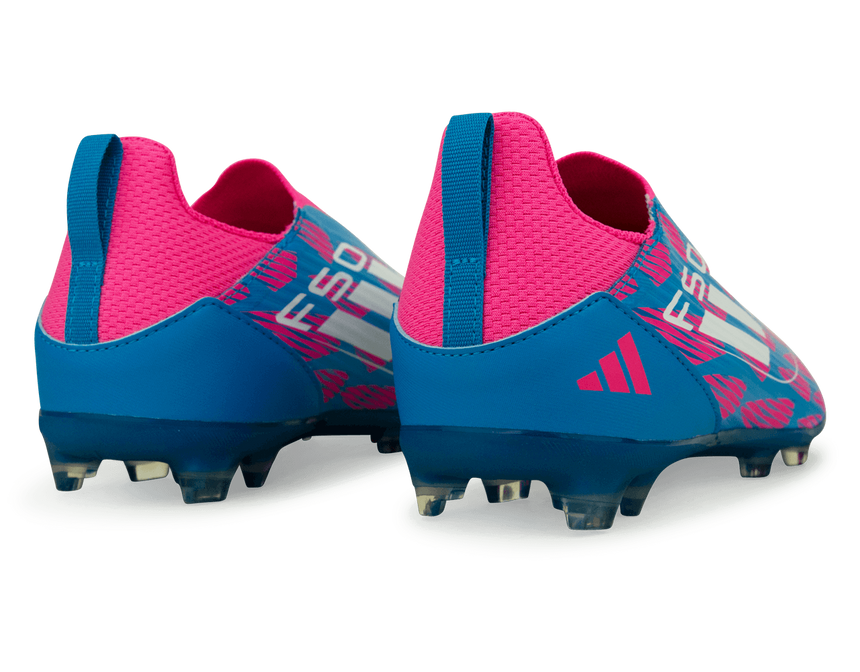 adidas Youth F50 League Laceless FG/MG Blue/White/Pink – Azteca Soccer