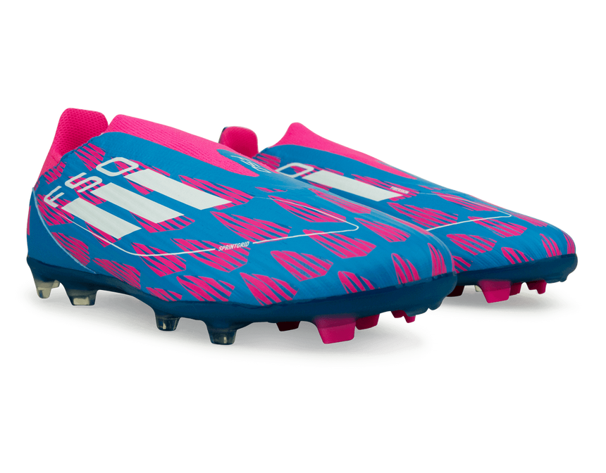 adidas Youth F50 League Laceless FG/MG Blue/White/Pink – Azteca Soccer