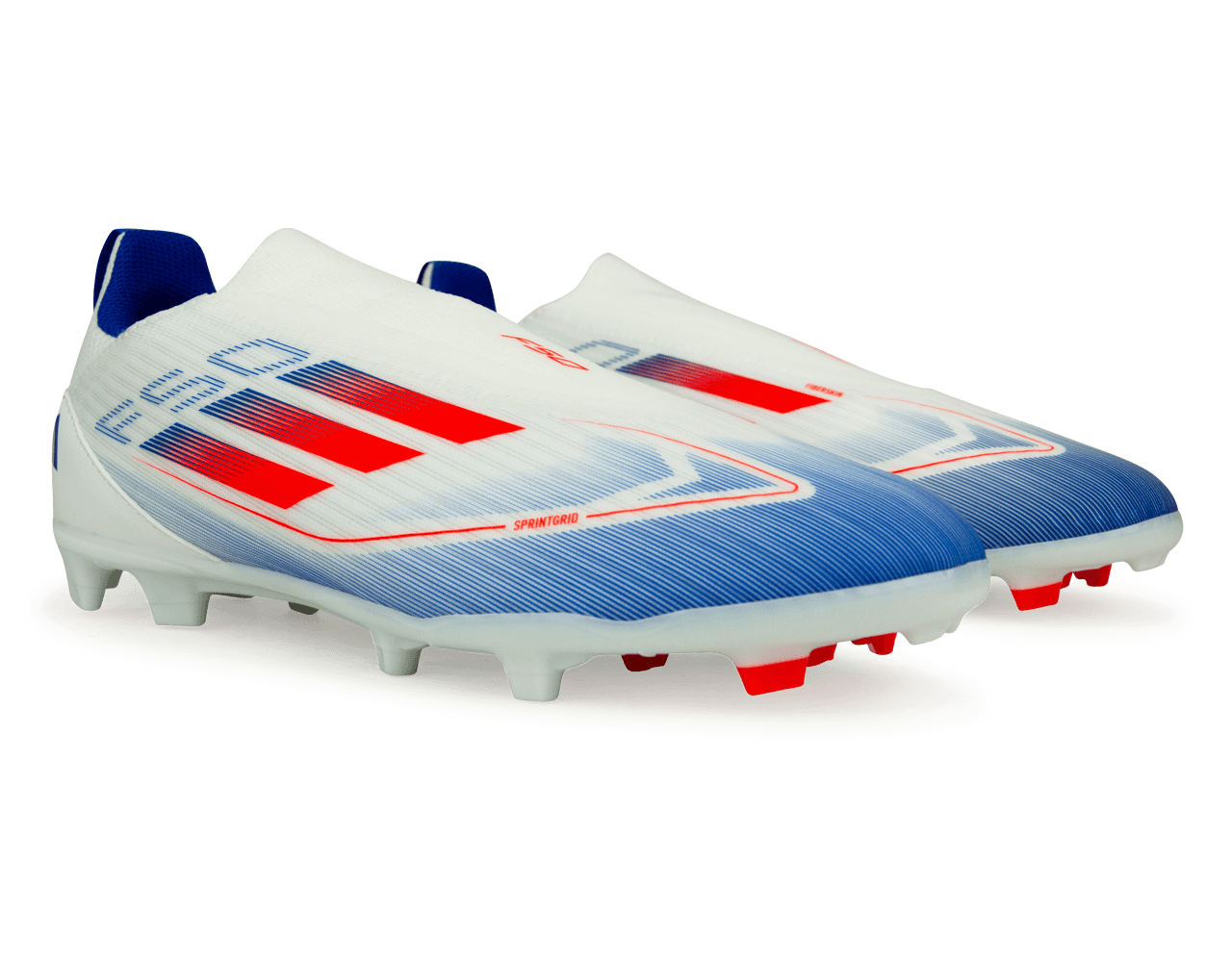 adidas Youth F50 League Laceless FG/MG White/Lucid Blue – Azteca