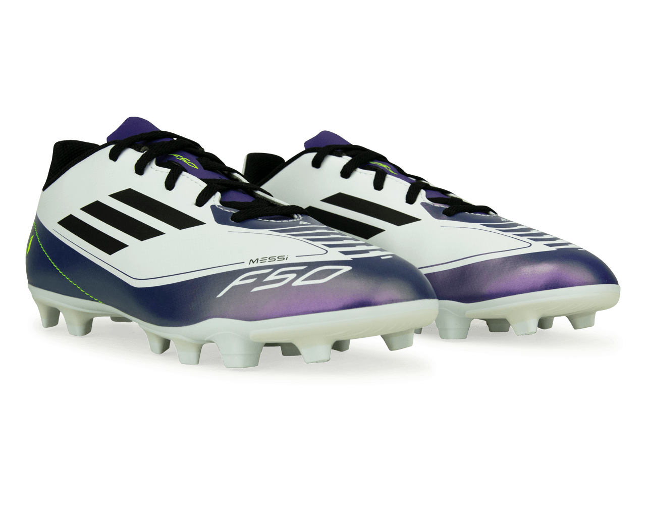 adidas Youth F50 Club Messi FxG White/Black/Purple – Azteca Soccer
