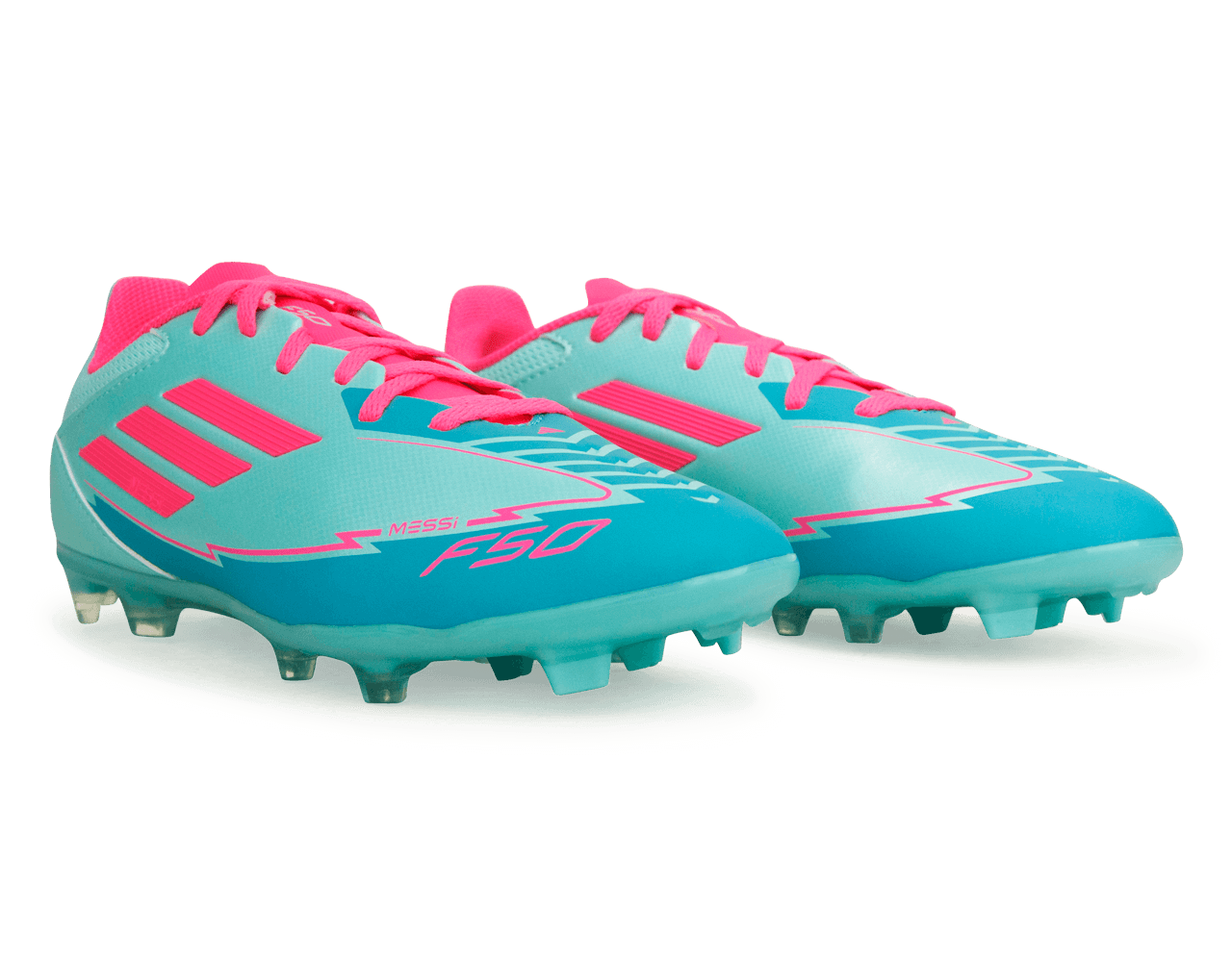 adidas Youth F50 League Messi FG/MG Flash Aqua/Pink – Azteca Soccer