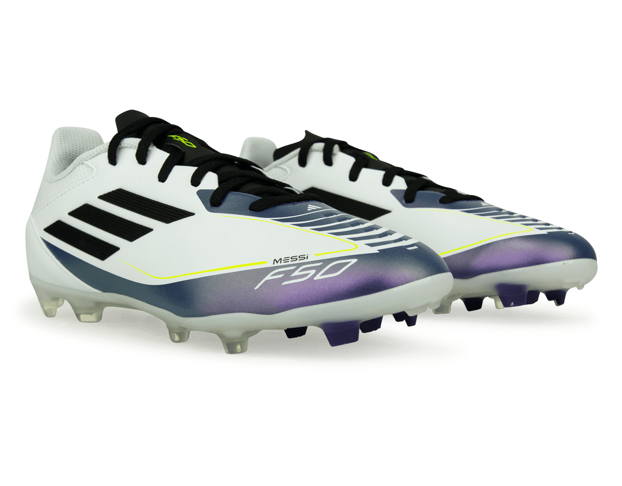adidas Youth F50 League Messi FG/MG White/Black/Purple – Azteca Soccer