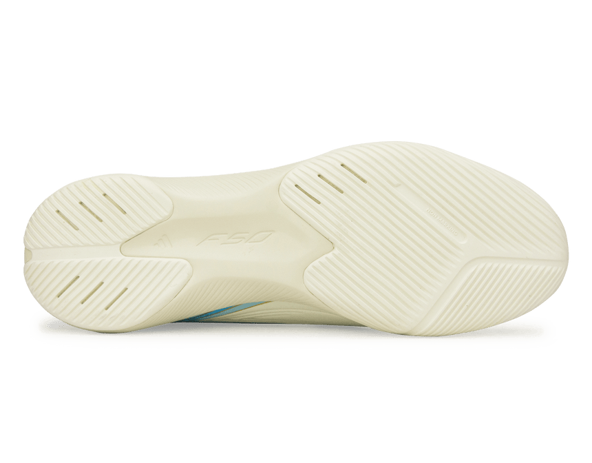 adidas Kids F50 Messi League Laceless IN Ivory/Sea Blue/Ice Blue Sole
