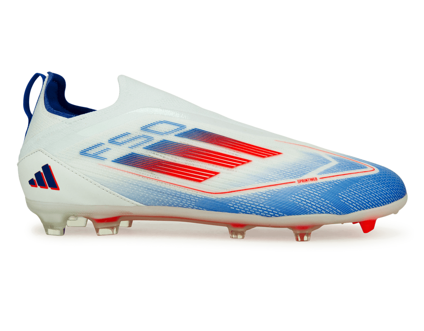 adidas Youth F50 Pro Laceless FG White/Lucid Blue – Azteca Soccer