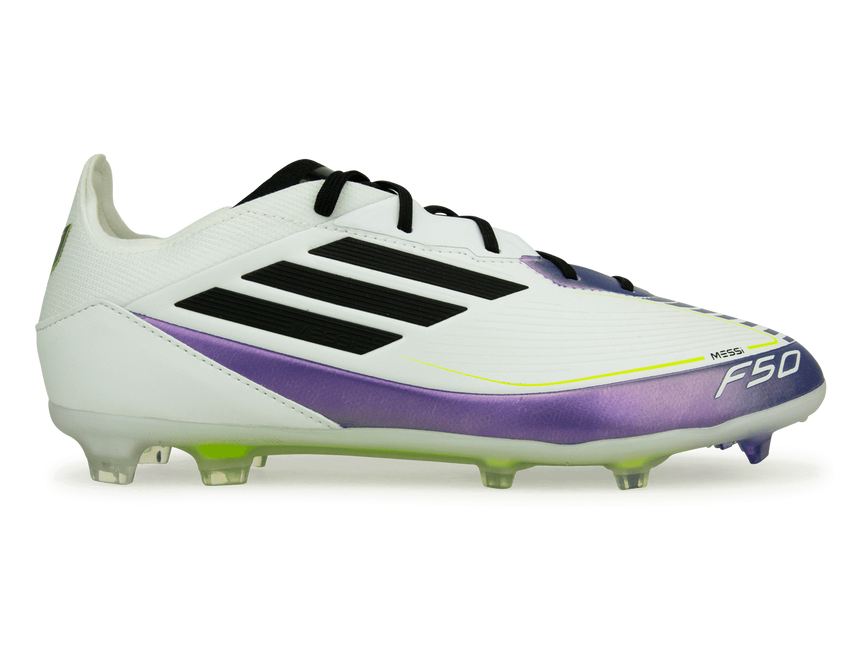 adidas Youth F50 Pro Messi FG White/Black/Purple – Azteca Soccer