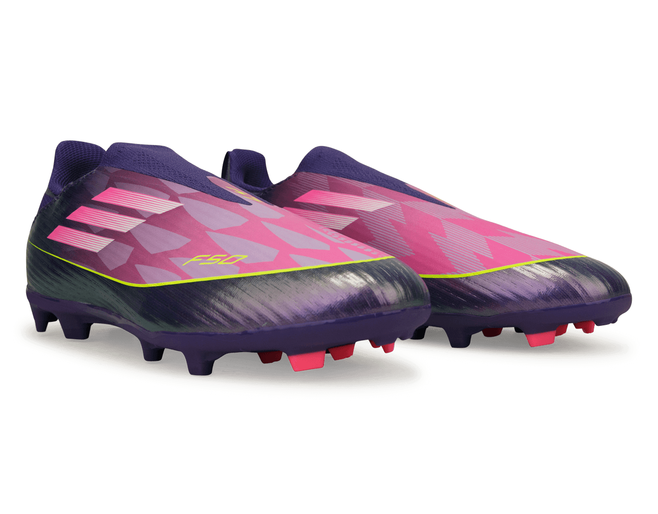 adidas Kids Lamine Yamal F50 League Laceless FG/MG Purple/Lemon Together