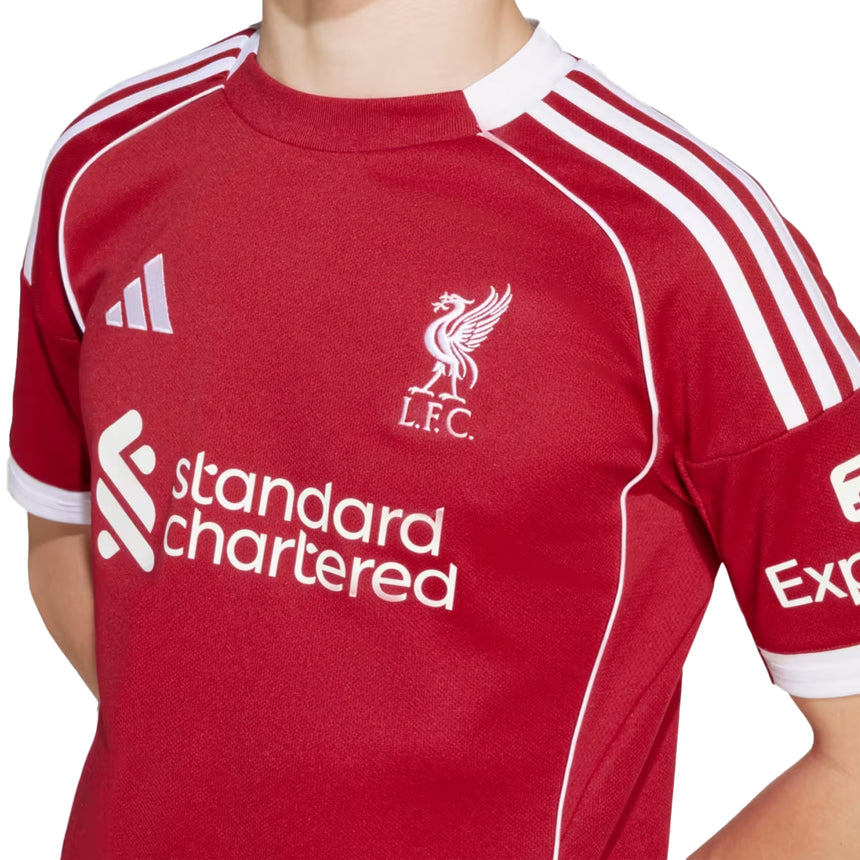 adidas Kids Liverpool 2025/26 Home Jersey Strawberry Red Crest