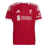 adidas Kids Liverpool 2025/26 Home Jersey Strawberry Red Front
