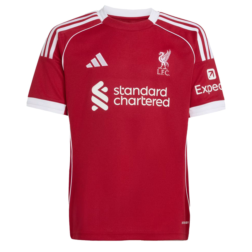 adidas Kids Liverpool 2025/26 Home Jersey Strawberry Red Front