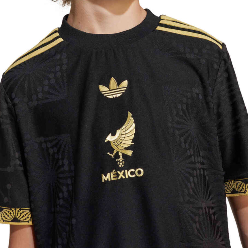 adidas Kids Mexico 2025/26 Authentic Third Jersey Black/Gold Crest