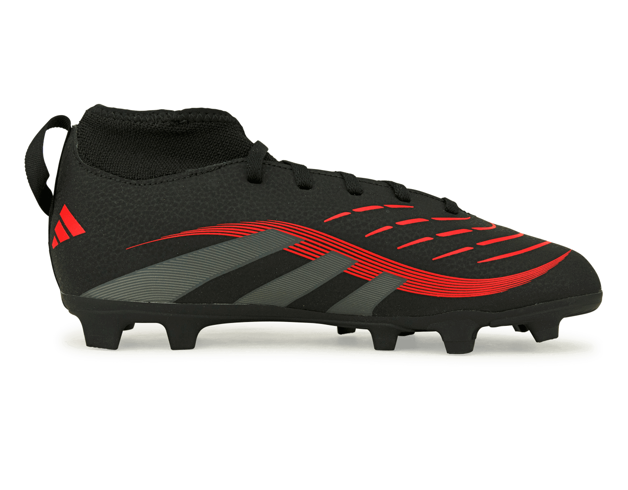 adidas Youth Predator Club Sock FG/MG Black/Metallic/Red – Azteca