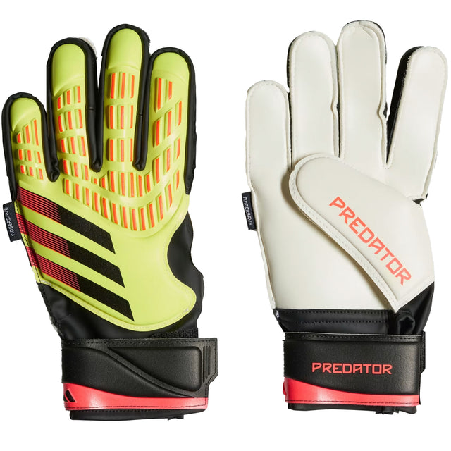 adidas Kids Predator GL Match Fingersave Goalkeeper Gloves Solar Yellow/Red Both
