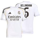 adidas Kids Real Madrid 2025/26 Home Jersey w/ Bellingham #5 Printing Both
