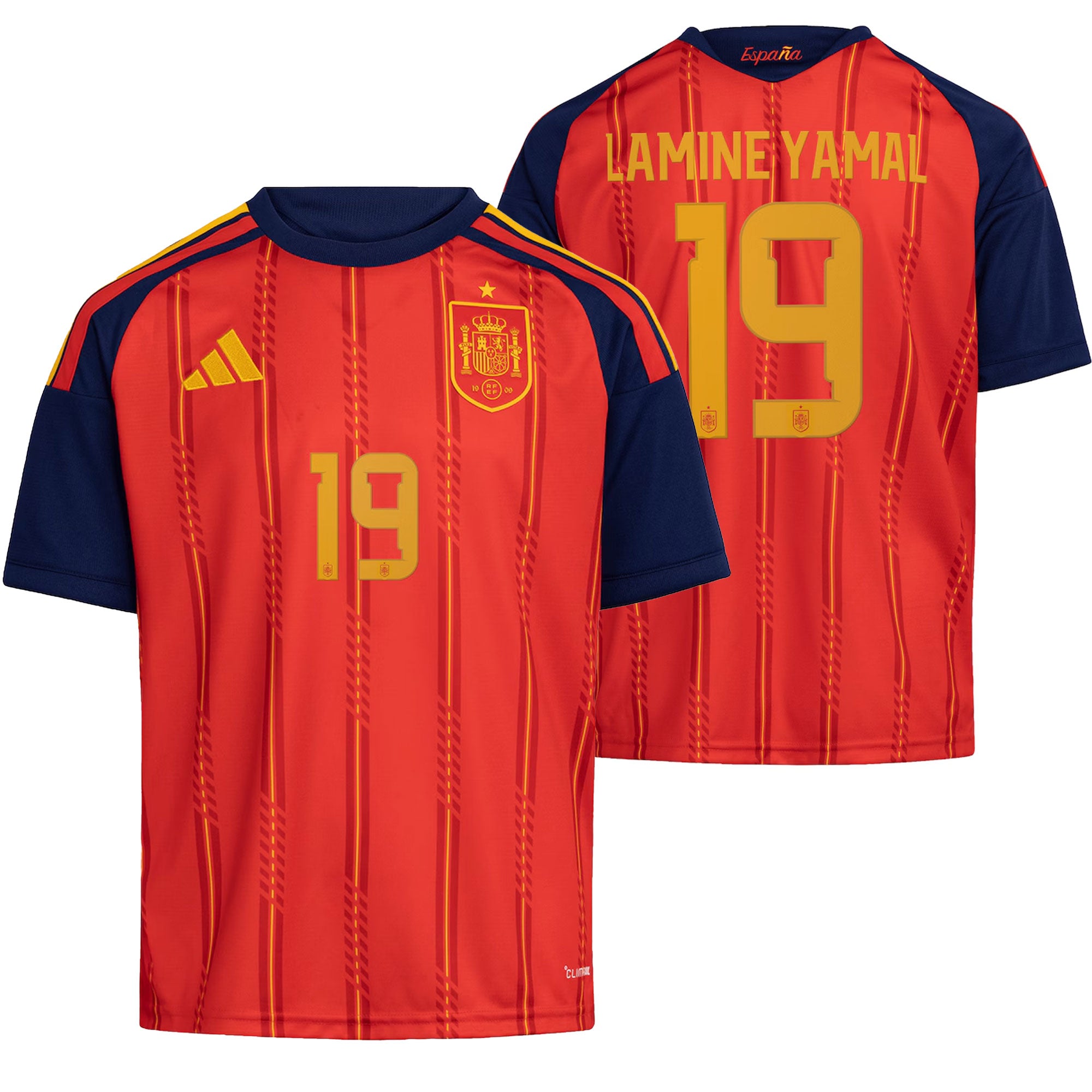 adidas Spain Youth Home Stadium Soccer Jersey w/ Lamine Yamal #19