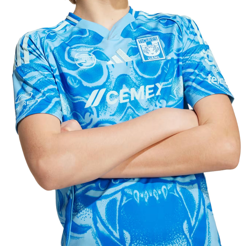 adidas Kids Tigres UANL 2025/26 Away Jersey Sea Blue Crest
