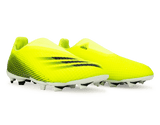 adidas Youth X Ghosted.3 Laceless FG Solar Yellow/Core Black Pair