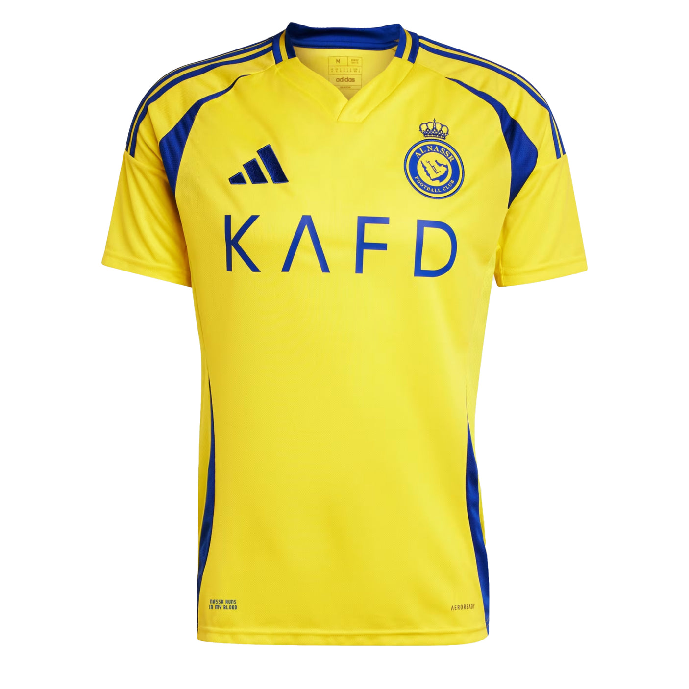 adidas Men's Al Nassr 2024/25 Home Jersey w/ Ronaldo #7 Printing Impact Yellow/Royal Blue Front