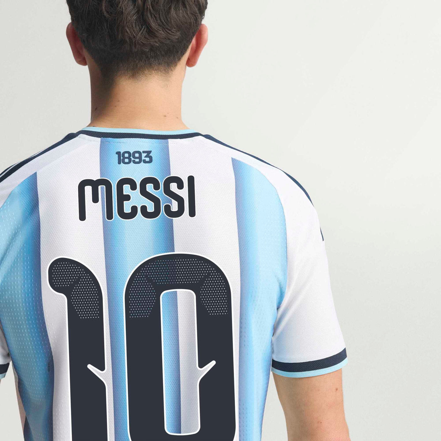 adidas Men's Argentina World Cup 2026 Authentic Home Jersey w/ Messi #10 printing Back Nameset View