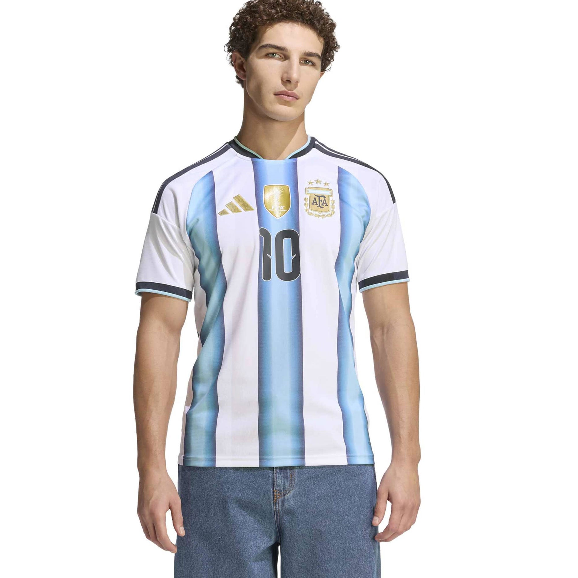 adidas Argentina Men's Home Stadium Soccer Jersey w/ Messi #10