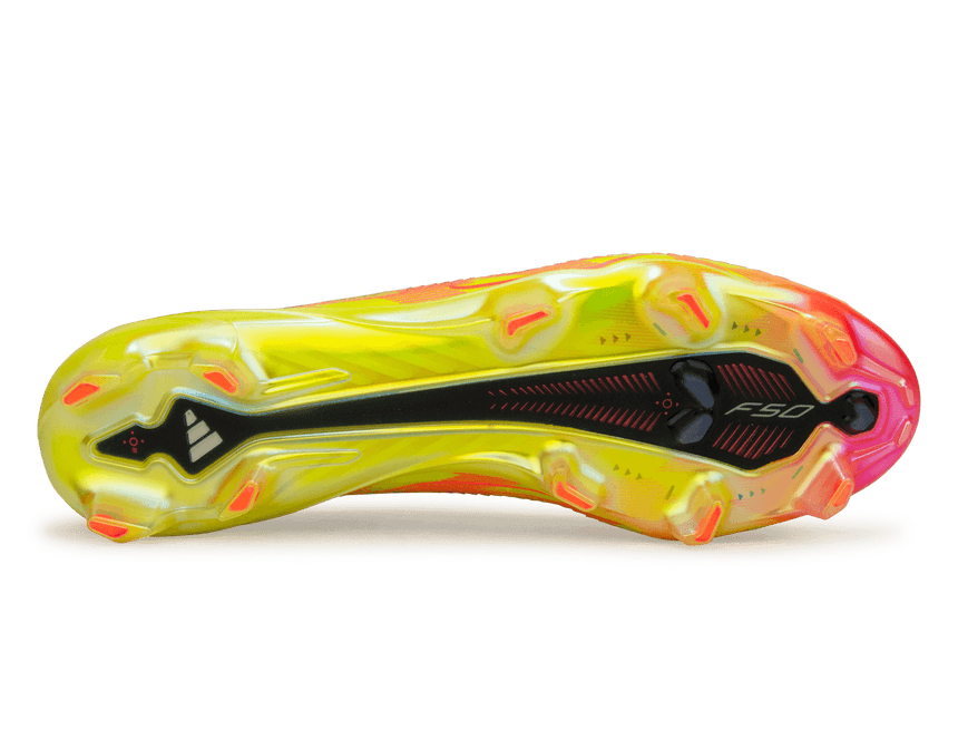 adidas Men's F50 Hyperfast Elite FG Soccer Cleats Yellow Black Pink Sole