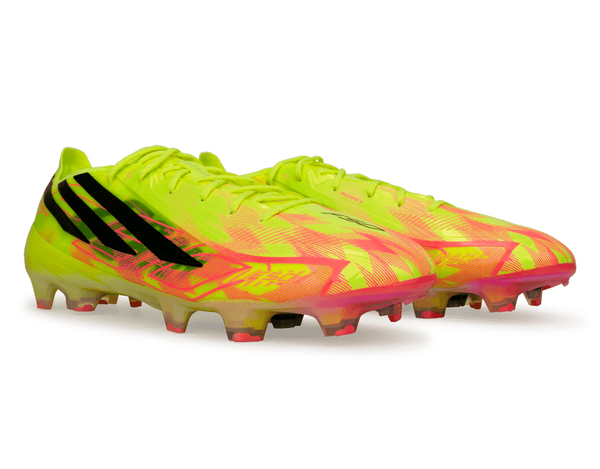 adidas Men's F50 Hyperfast Elite FG Soccer Cleats Yellow Black Pink Together