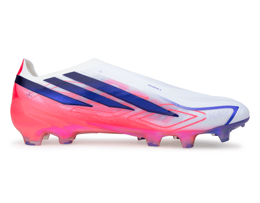 adidas Men's F50 Hyperfast Elite Laceless FG White/Solar Purple Side
