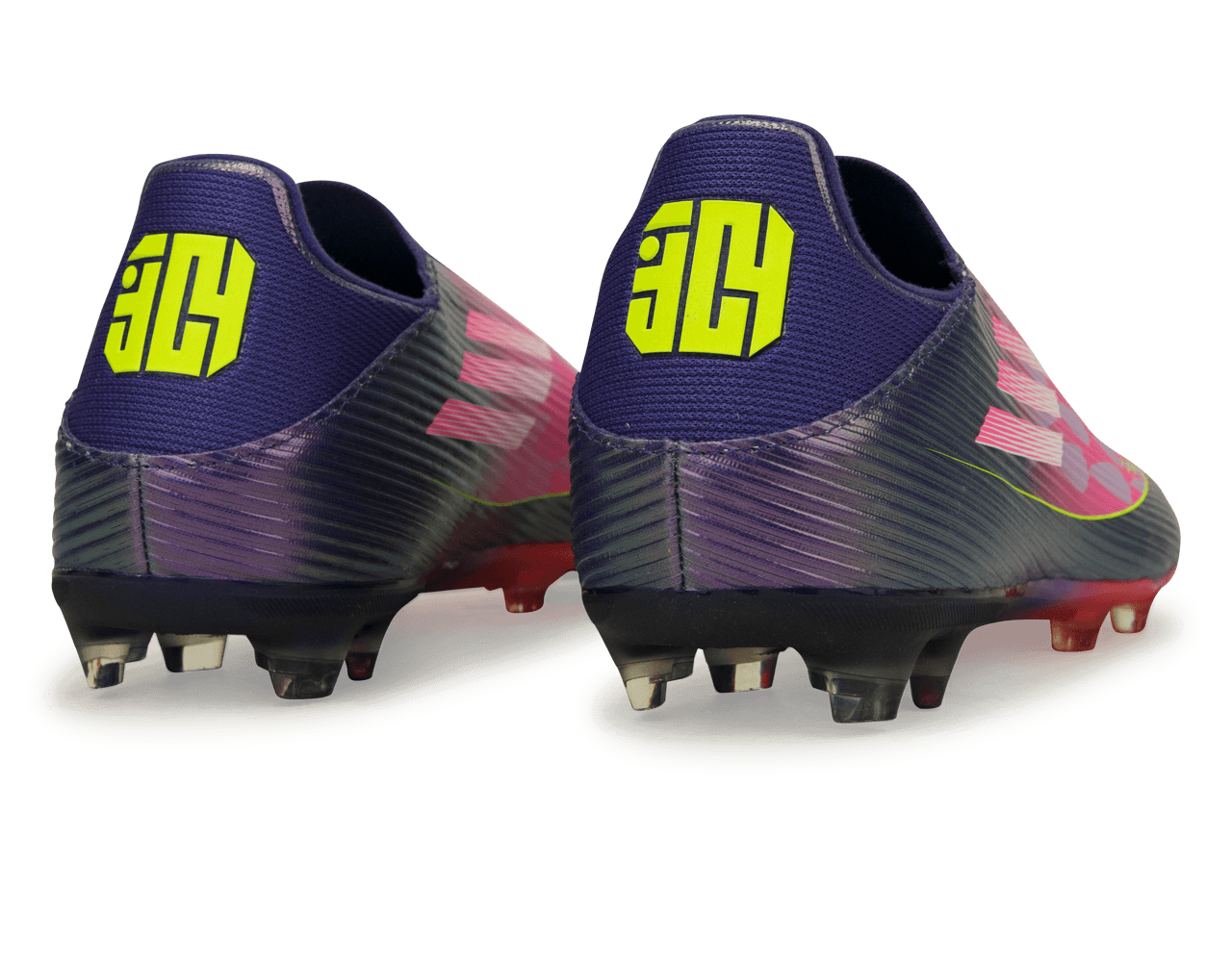 adidas Men's Lamine Yamal F50 League Laceless FG/MG Purple/Lemon Rear