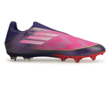 adidas Men's Lamine Yamal F50 League Laceless FG/MG Purple/Lemon Side