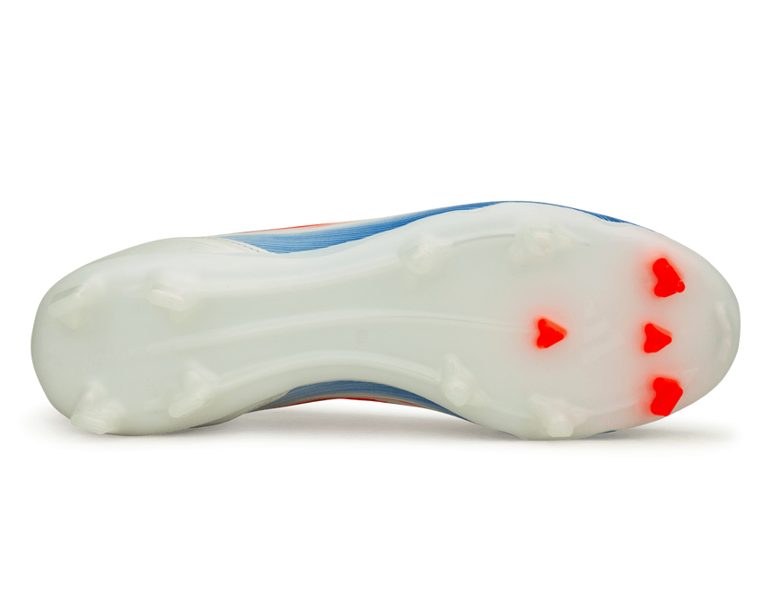adidas Men's F50 League LL FG/MG White/Lucid Blue Sole