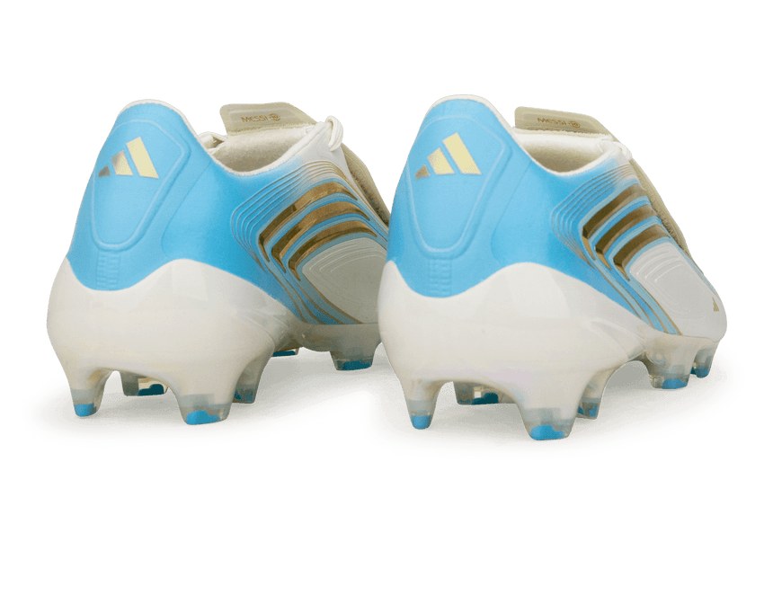 adidas Men's F50 Messi Elite FG Soccer Cleats Ivory/Sea Blue/Ice Blue Rear