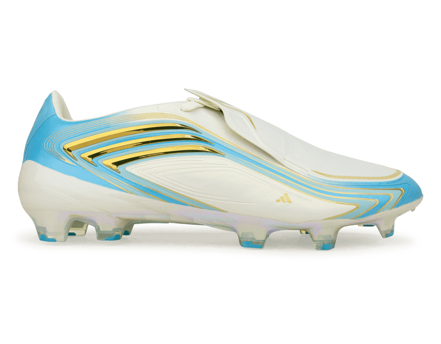 adidas Men's F50 Messi Elite FG Soccer Cleats Ivory/Sea Blue/Ice Blue 
