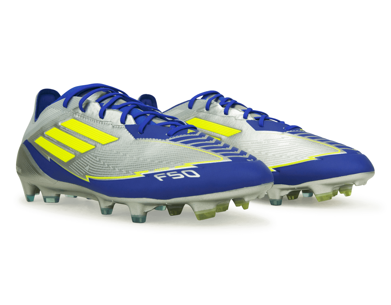 adidas Men's F50 Elite Messi FG Silver/Volt/Blue – Azteca Soccer