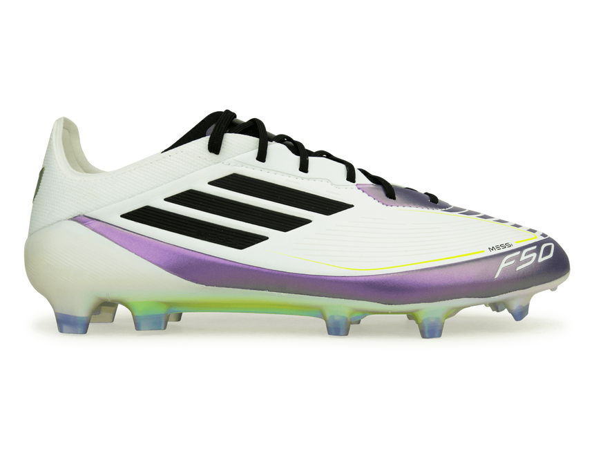 adidas Men's F50 Elite Messi FG White/Black/Purple – Azteca Soccer adidas Men's F50 Elite Messi FG White/Black/Purple – Azteca Soccer