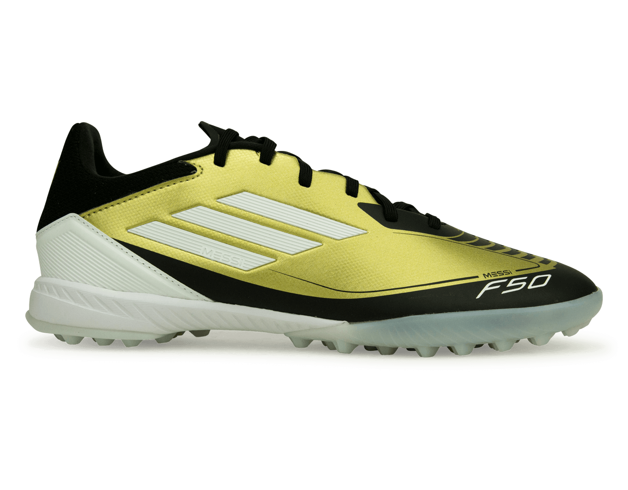 adidas Men's F50 League Messi TF Gold/White/Black Azteca Soccer adidas Men's F50 League Messi TF Gold/White/Black Azteca Soccer