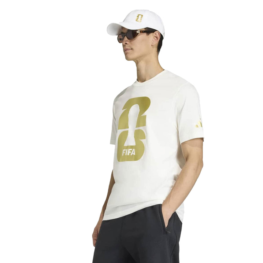 adidas Men's FIFA World Cup 2026 Official Emblem Tee White Model