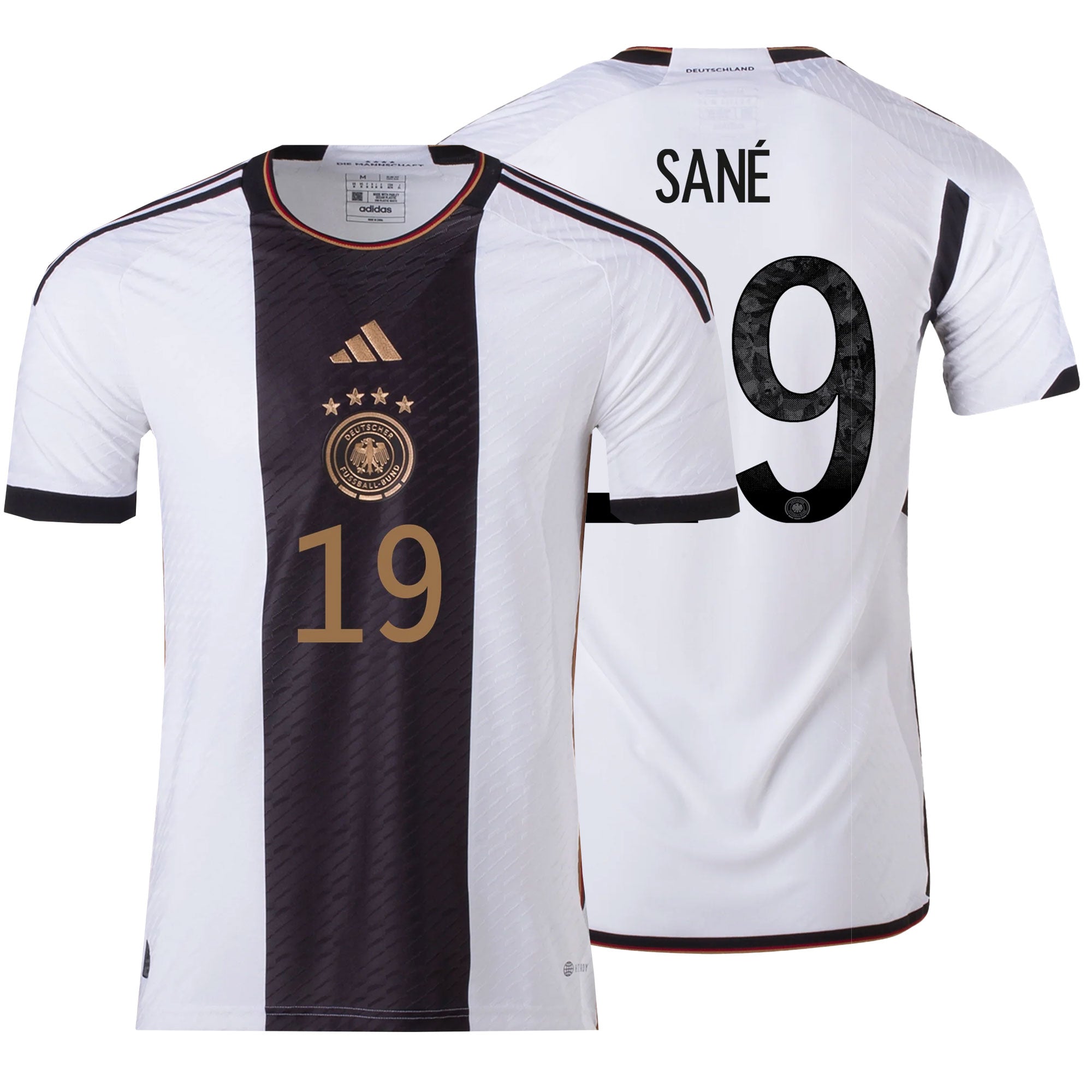 2022  サッカーシャツ SANÉ 19 L adidas Germany Men's Home Authentic 2022/23 Soccer Jersey w/ Sane