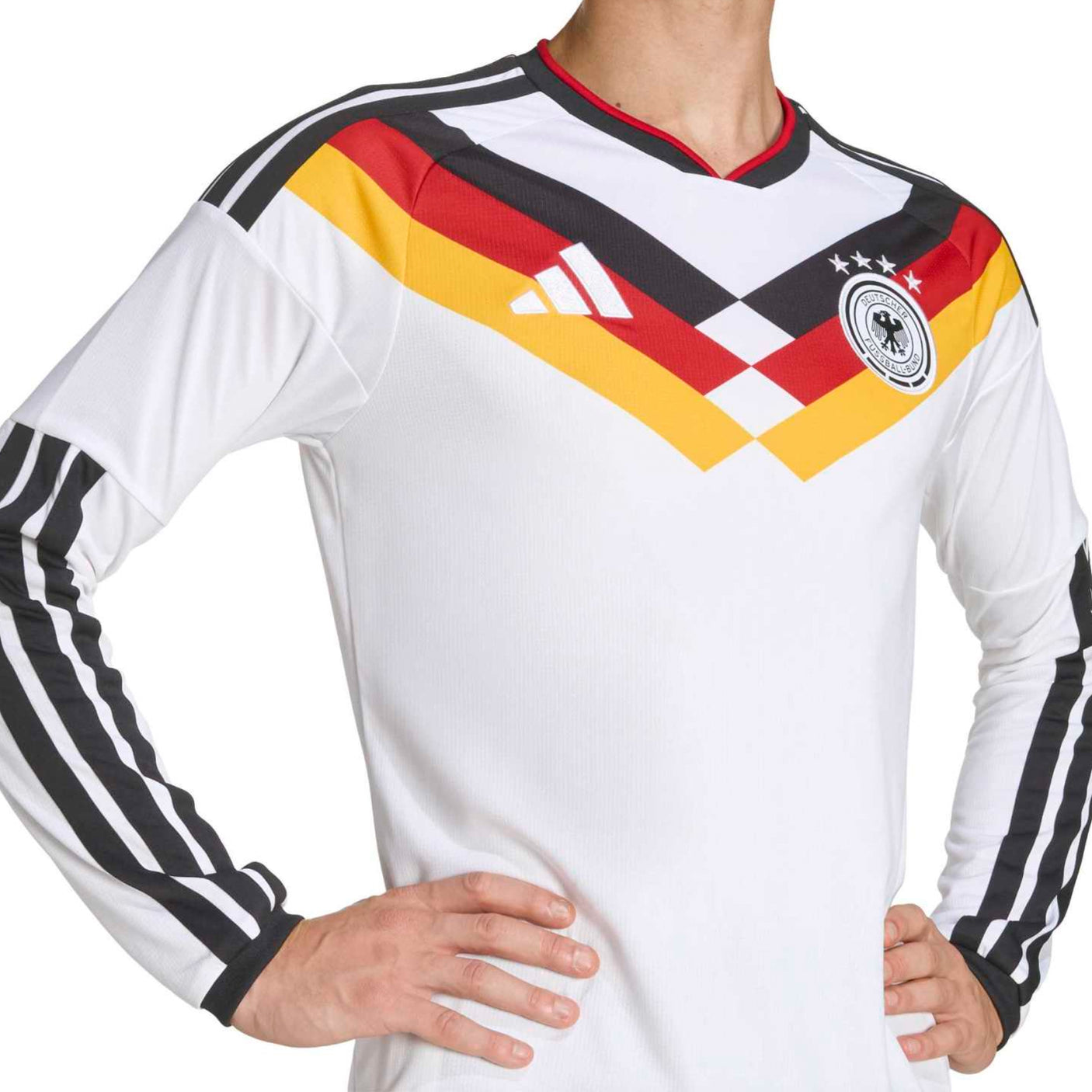 adidas Men's Germany World Cup 2026 Home Long Sleeve Jersey White Crest