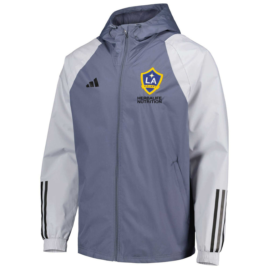 adidas Men's La Galaxy Tiro 23 All-Weather Raglan Hoodie Grey