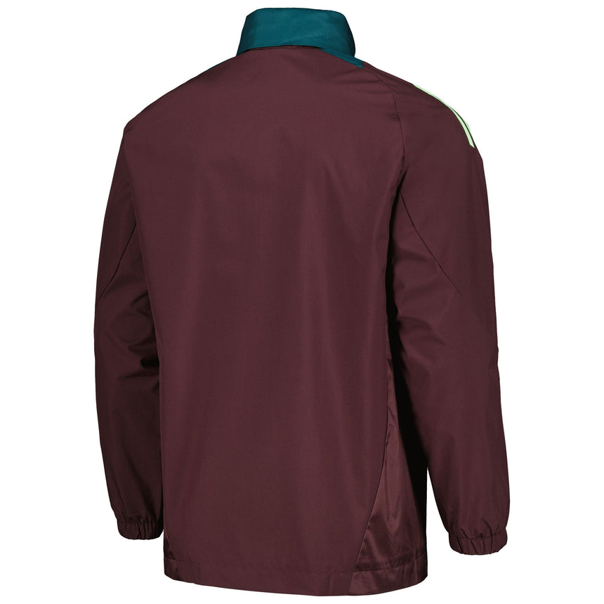 adidas Men's Mexico 2024 All Weather Raglan Hoodie Full-Zip Jacket Dark Burgundy Back