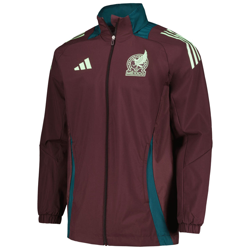adidas Men's Mexico 2024 All Weather Raglan Hoodie Full-Zip Jacket Dark Burgundy Side