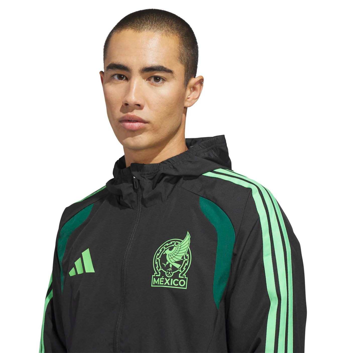 adidas Men's Mexico World Cup 2026 All Weather Jacket Black/Green Crest Detail