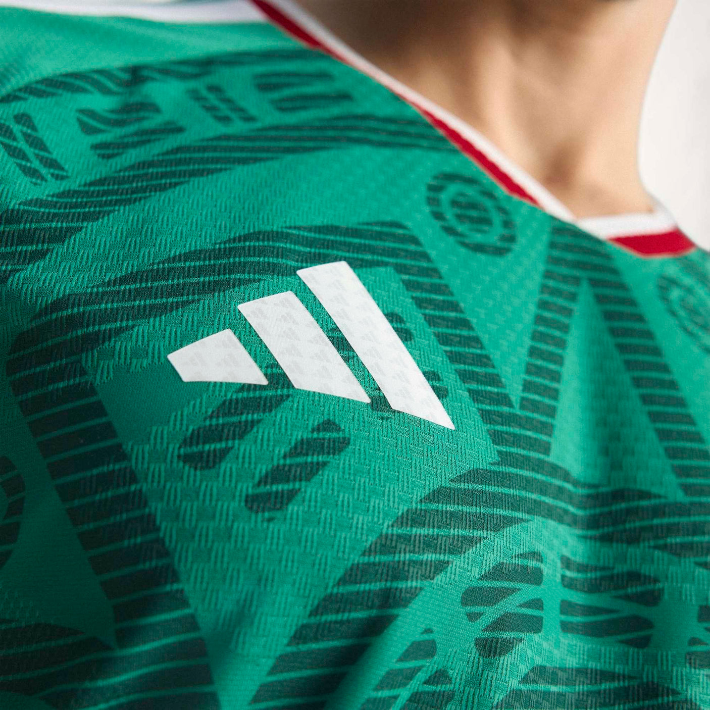 adidas Men's Mexico World Cup 2026 Authentic Home Jersey Green adidas logo detail