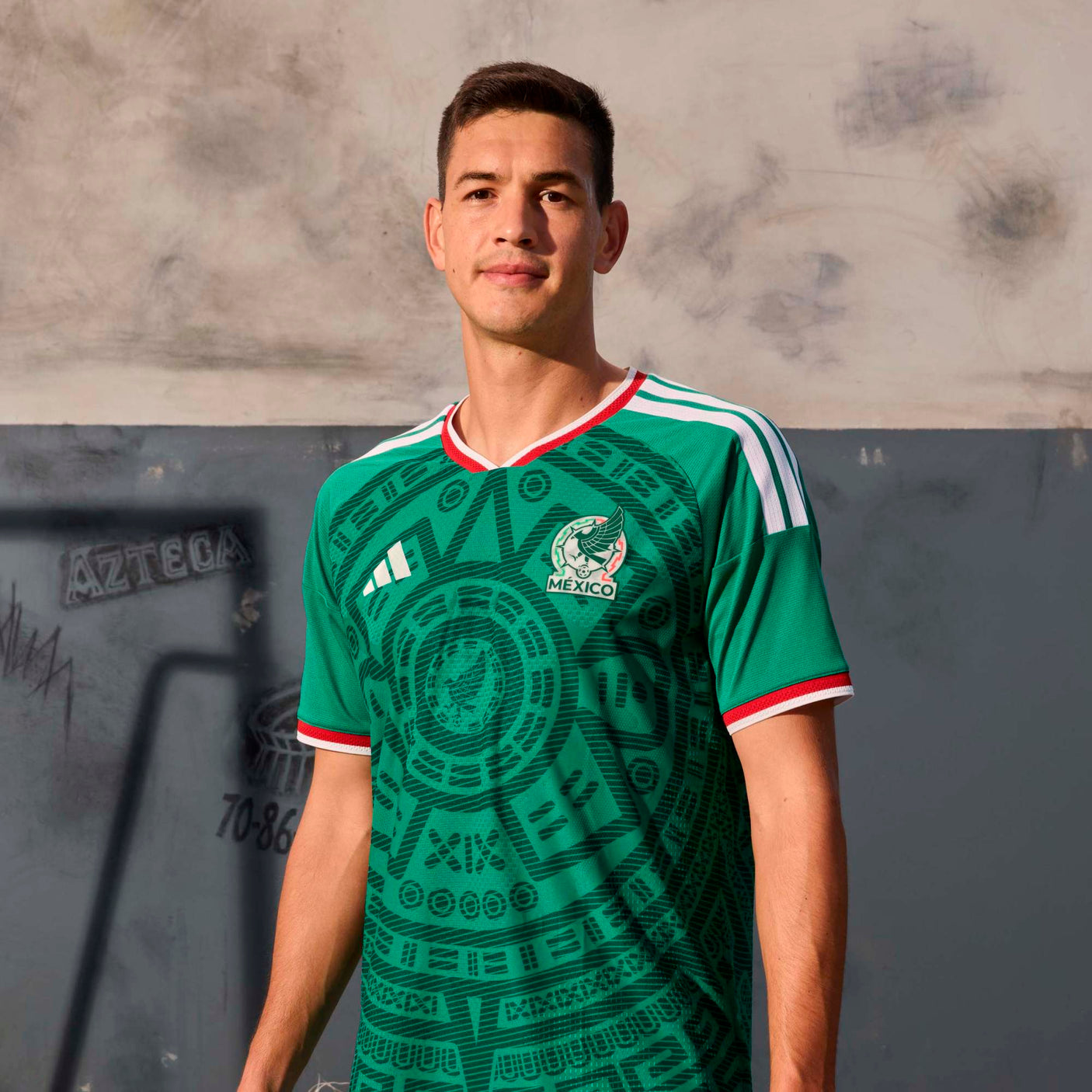 adidas Men's Mexico World Cup 2026 Authentic Home Jersey Green Montes model
