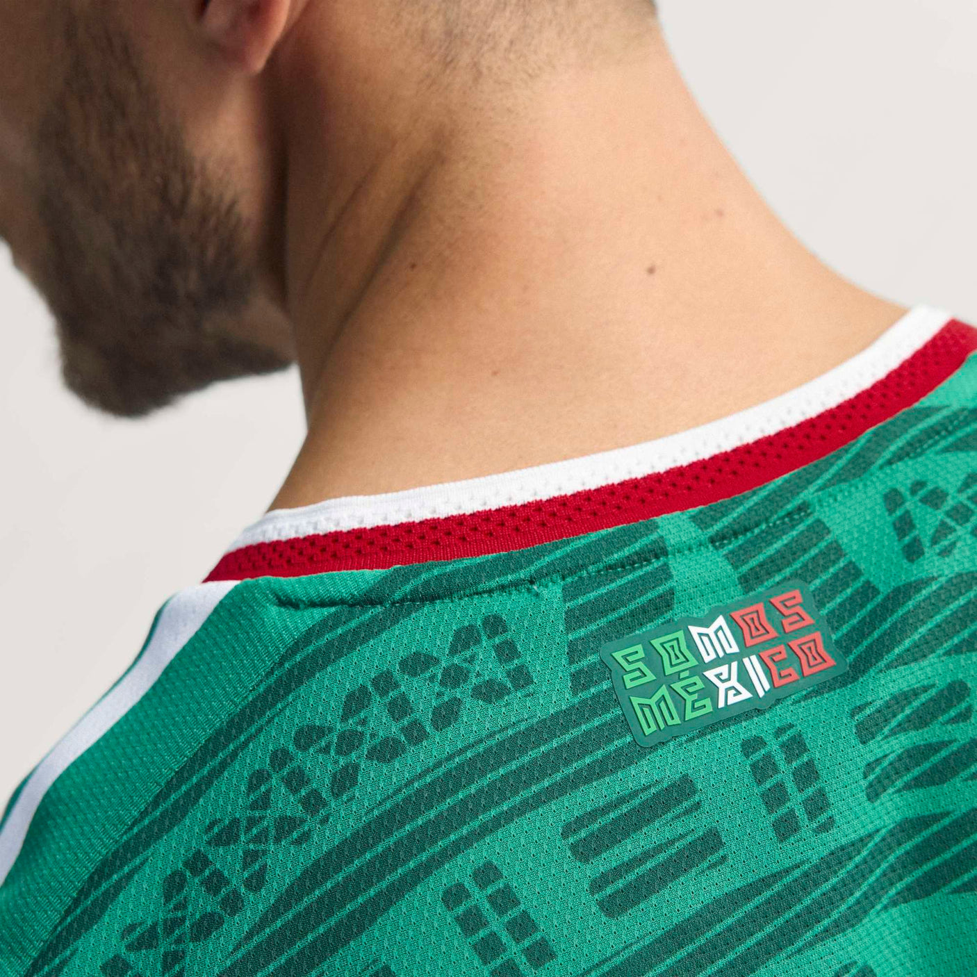 adidas Men's Mexico World Cup 2026 Authentic Home Jersey Green Neck Detail