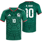 adidas Men's Mexico World Cup 2026 Authentic Home Jersey w/ A. Vega #10 Printing Both