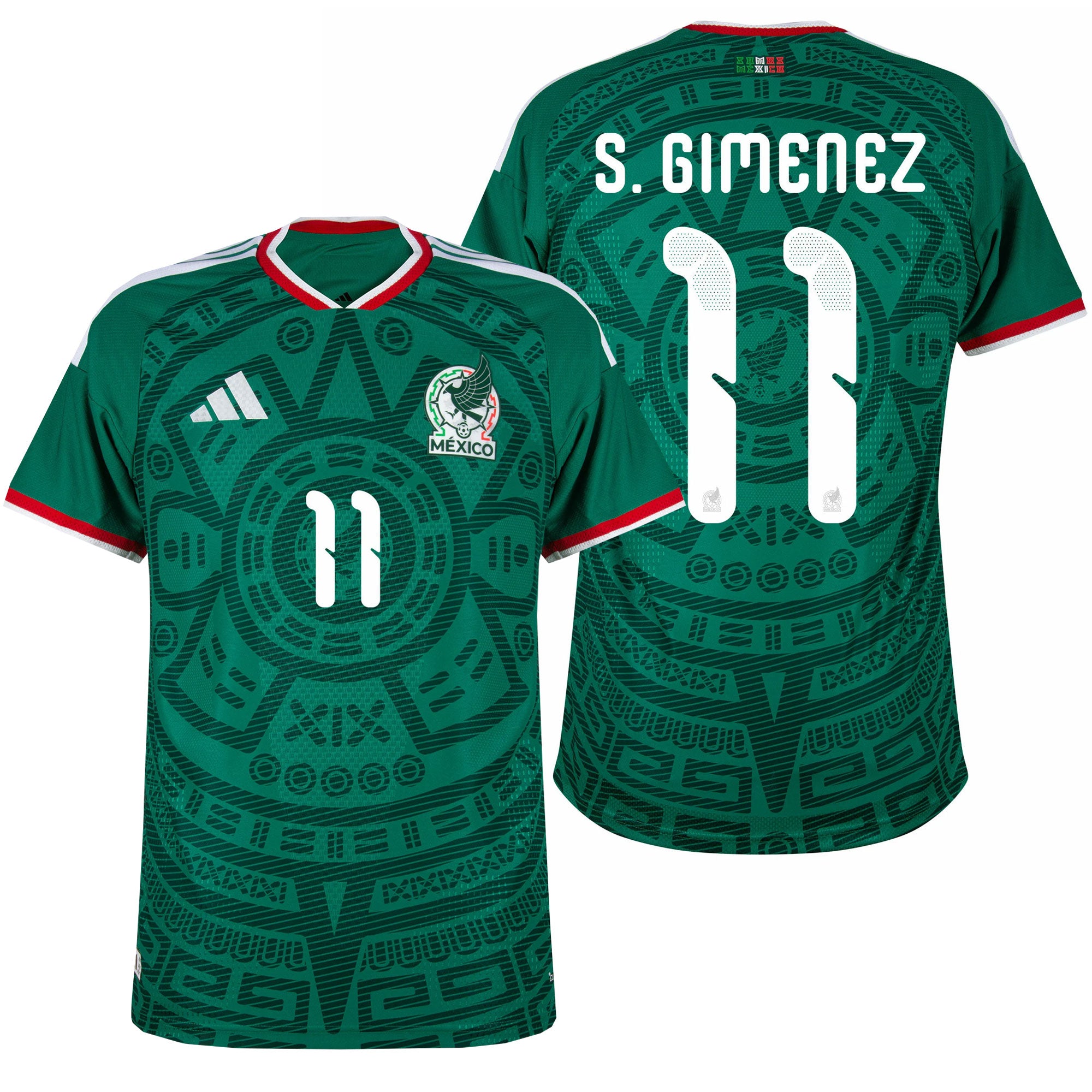 adidas Mexico Men's Home Authentic Soccer Jersey w/ S. Gimenez #11